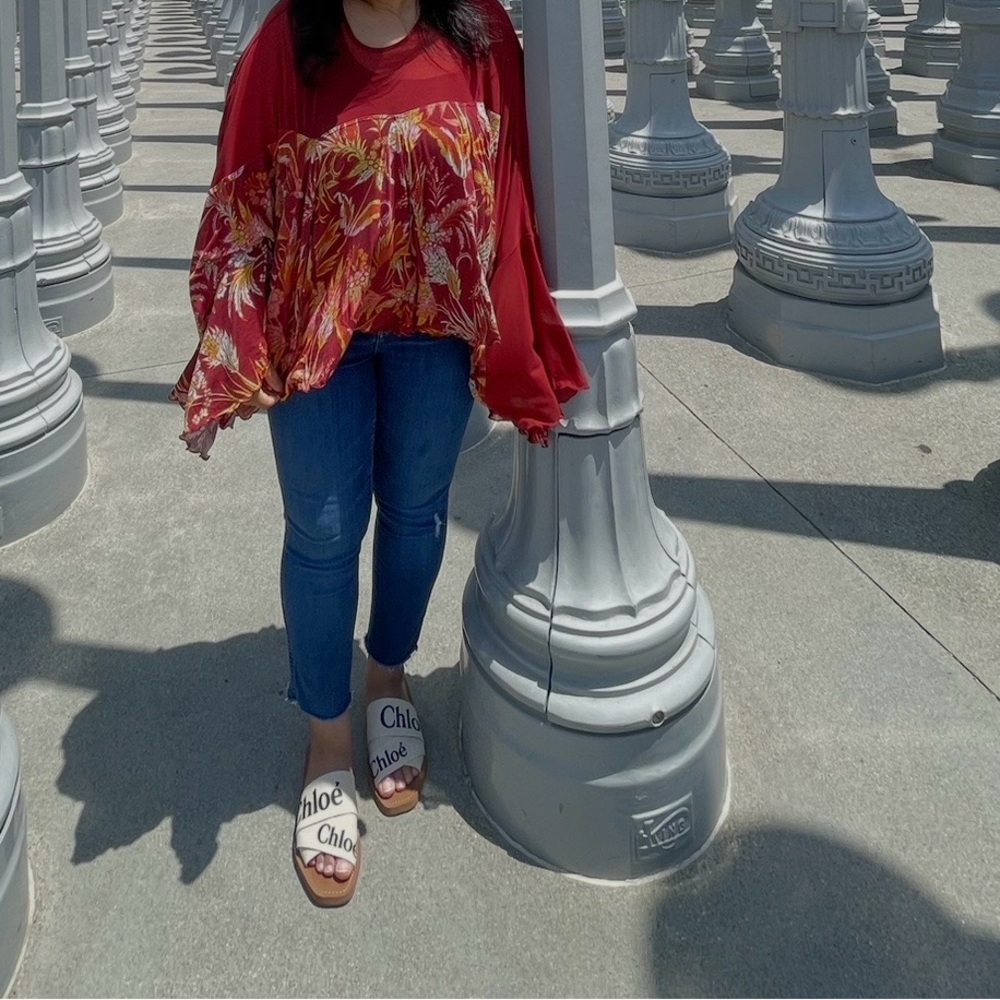 Free People Red Floral Blouse - Picture 2 of 8